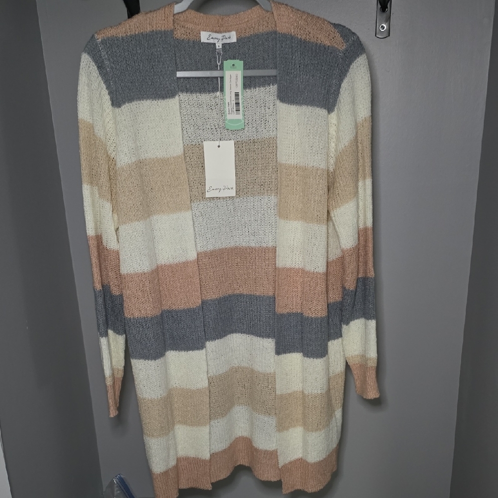 Emory Park Striped Cardigan - Cream, Gray, Tan